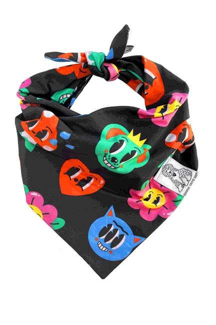 Dog Bandana One Up - Black - Customize by adding Interchangeable Velcro Embroidered Patches