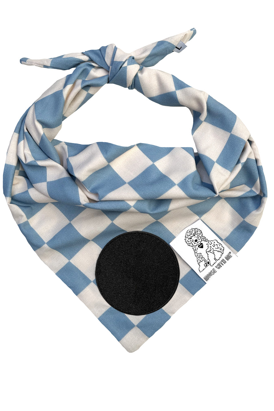 Dog Bandana Checkered Print - Blue Haze - Customize by adding Interchangeable Velcro Embroidered Patches