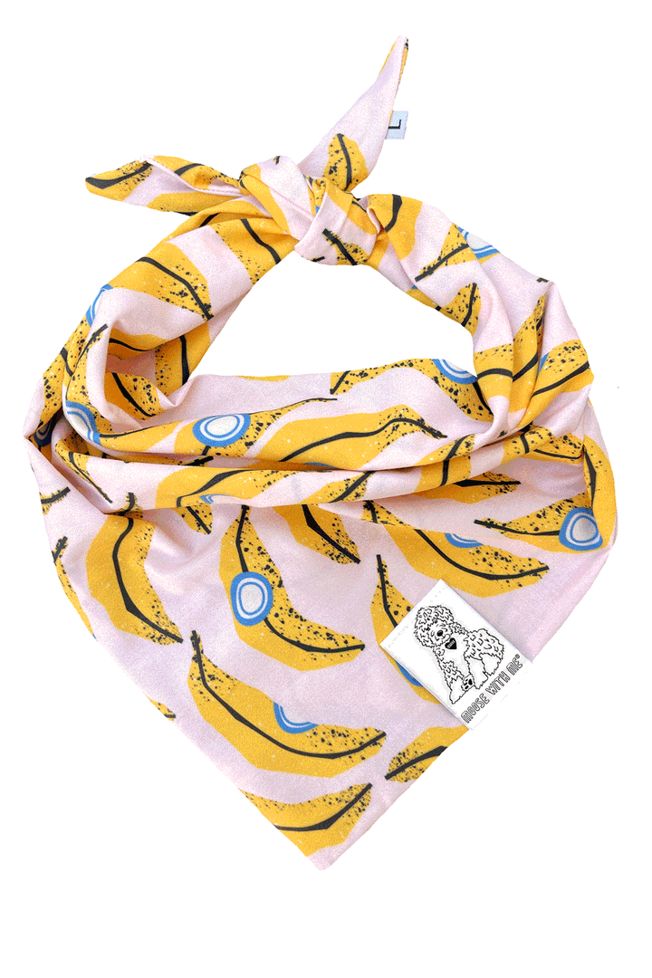 Dog Bandana Bananas - Customize by adding Interchangeable Velcro Embroidered Patches