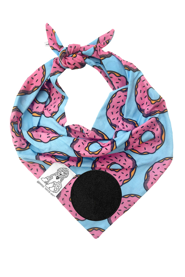 Dog Bandana Donut - Blue - Customize by adding Interchangeable Velcro Embroidered Patches