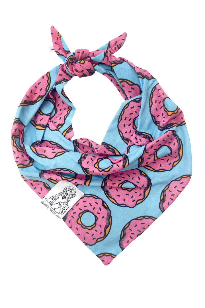 Dog Bandana Donut - Blue - Customize by adding Interchangeable Velcro Embroidered Patches