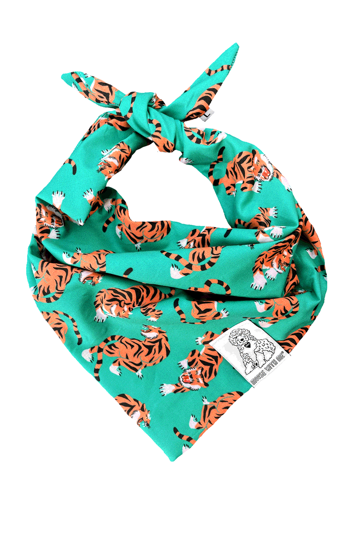 Dog Bandana Tigers - Customize by adding Interchangeable Velcro Embroidered Patches