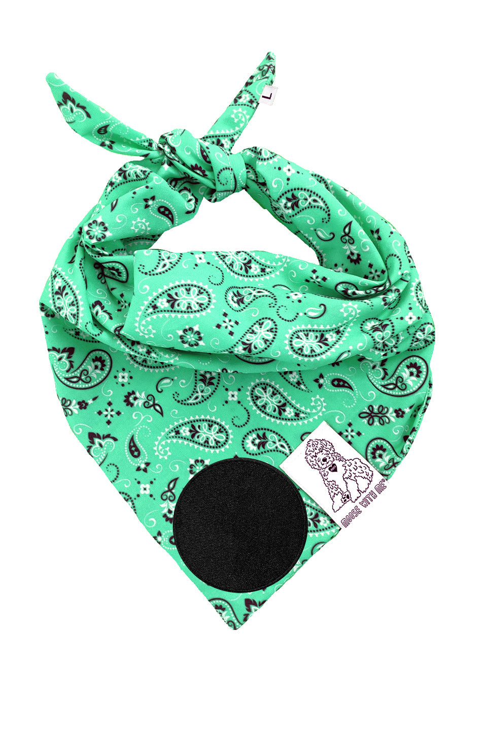 Dog Bandana Paisley - Jade - Customize by adding Interchangeable Velcro Embroidered Patches