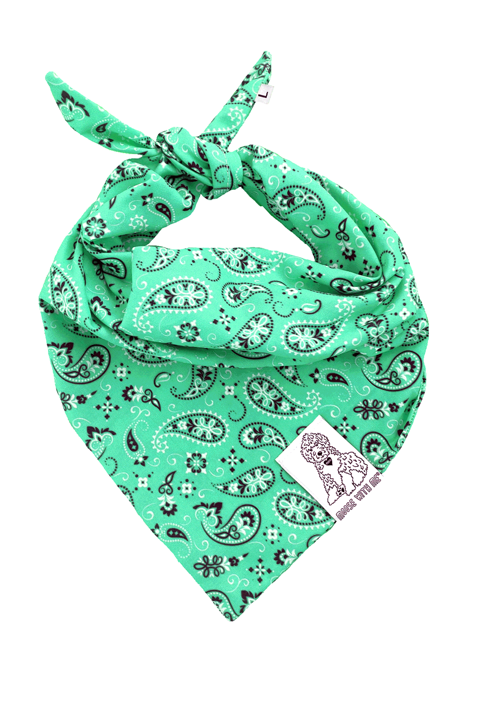 Dog Bandana Paisley - Jade - Customize by adding Interchangeable Velcro Embroidered Patches