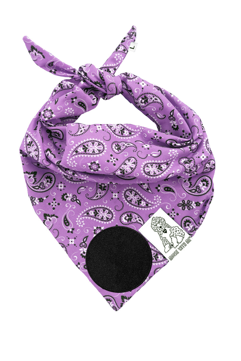 Dog Bandana Paisley - Purple - Customize by adding Interchangeable Velcro Embroidered Patches