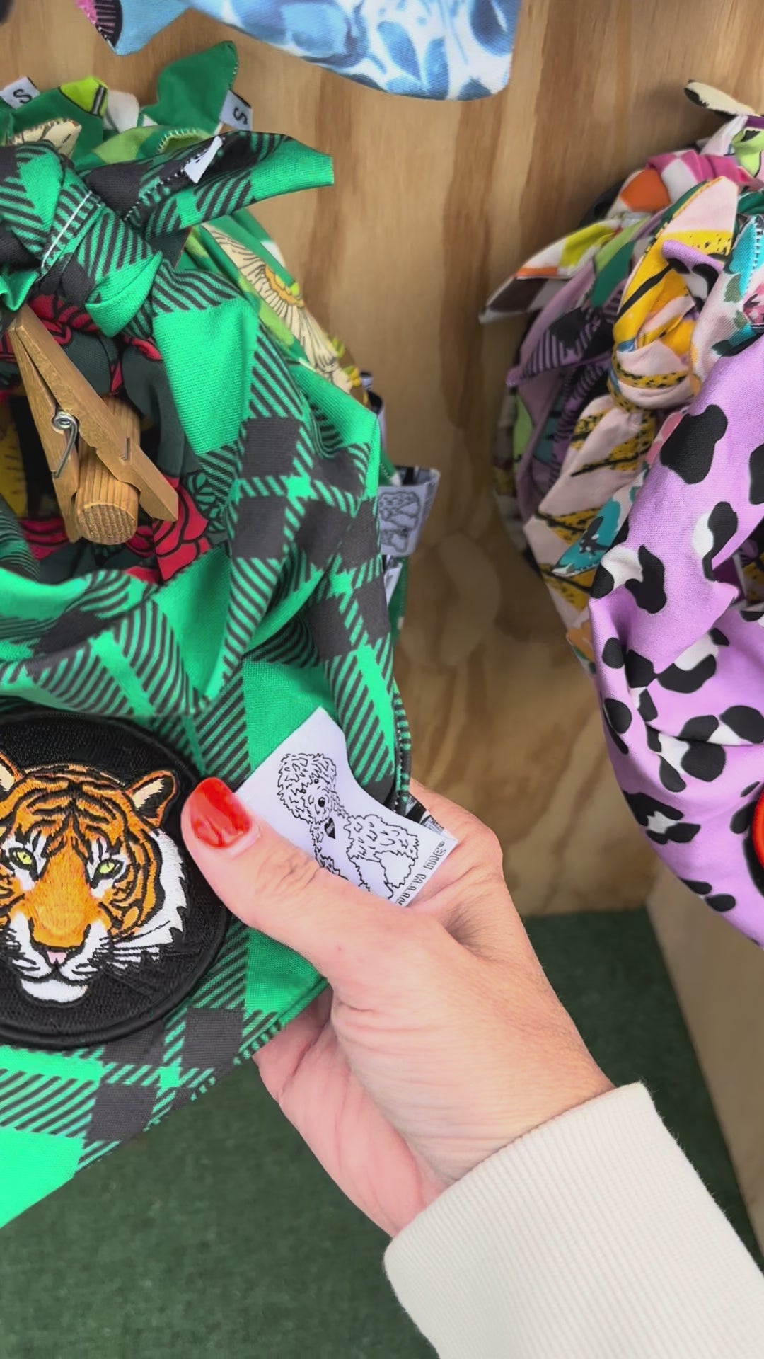 Dog Bandana Green Plaid - Customize by adding Interchangeable Velcro Embroidered Patches