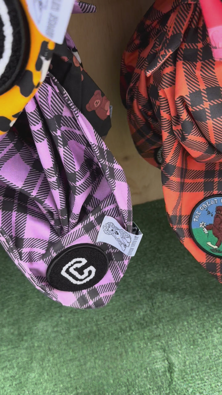 Dog Bandana Orange Plaid - Customize by adding Interchangeable Velcro Embroidered Patches