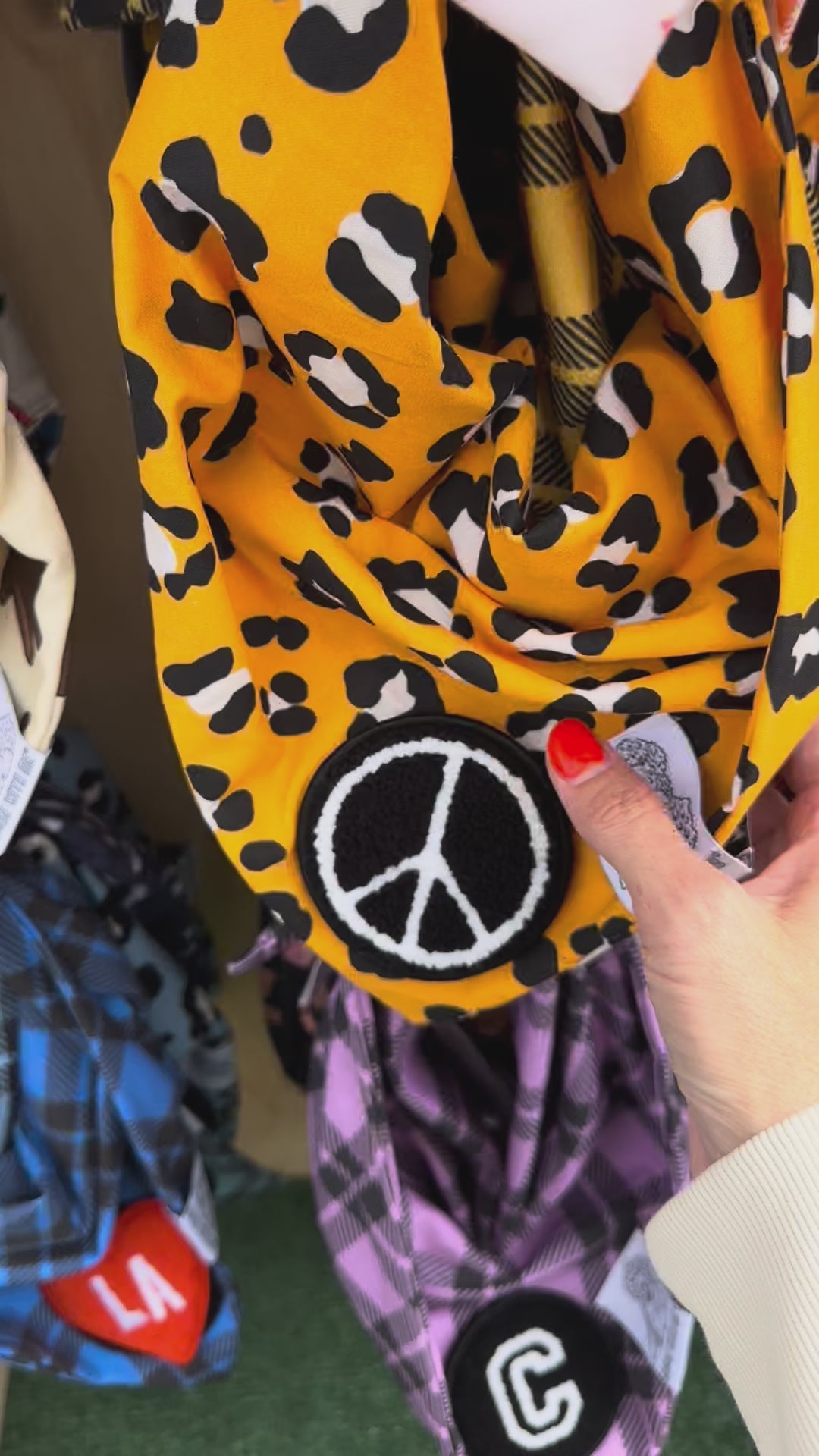 Dog Bandana Gold Leopard - Customize by adding Interchangeable Velcro Embroidered Patches