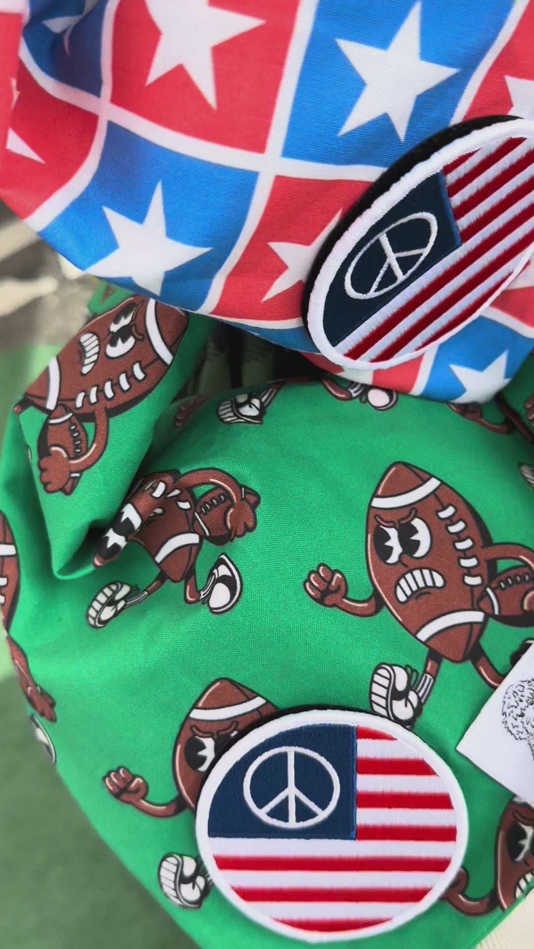 Dog Bandana Football - Customize by adding Interchangeable Velcro Embroidered Patches