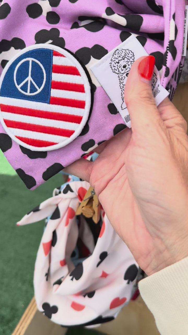 Dog Bandana Purple Leopard - Customize by adding Interchangeable Velcro Embroidered Patches