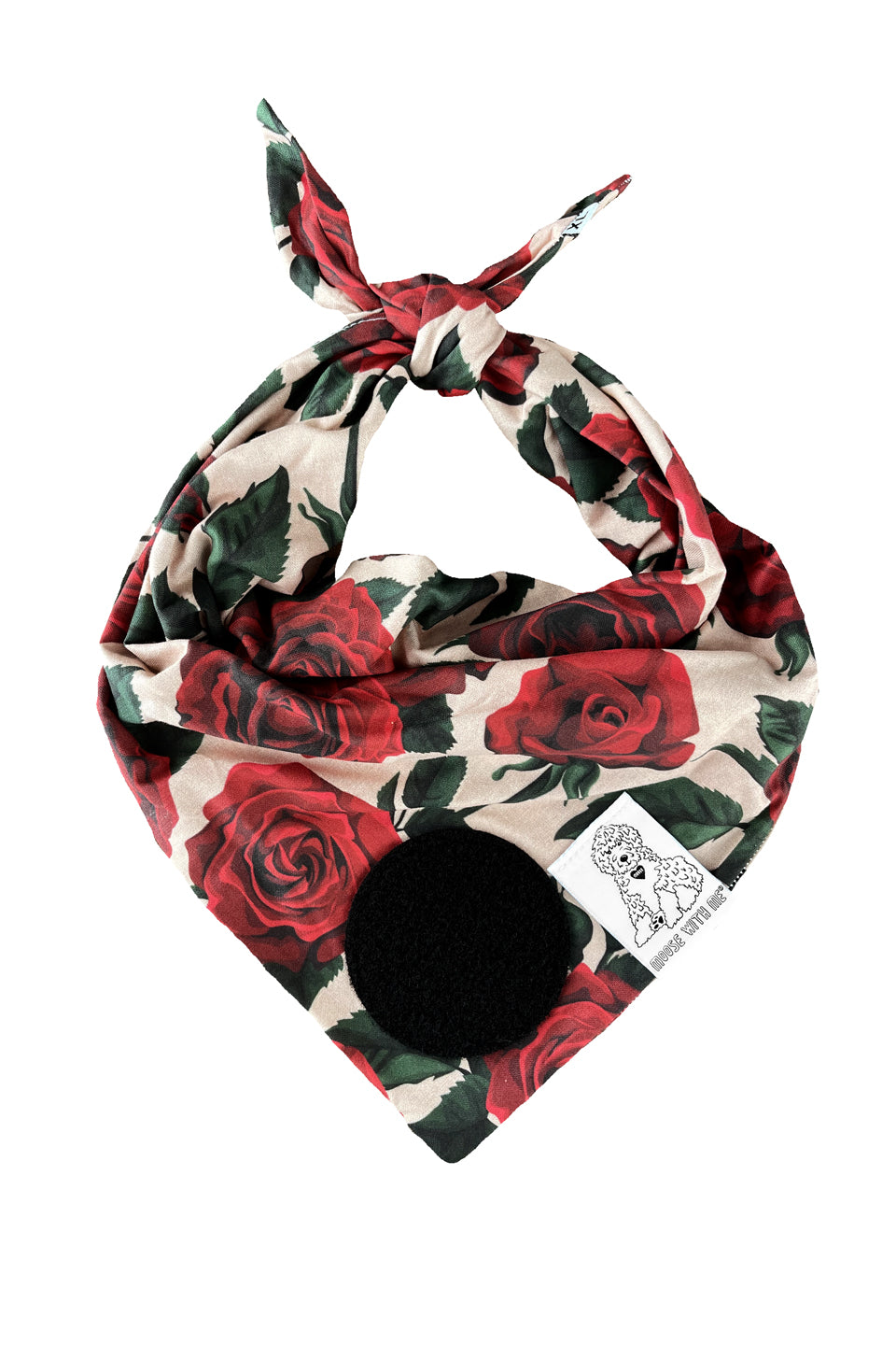 Dog Bandana Roses - Red - Customize by adding Interchangeable Velcro Embroidered Patches