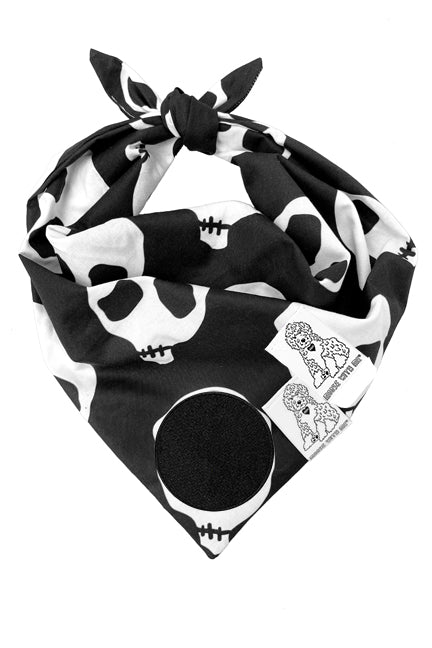 Dog Bandana Skull - Black - Customize by adding Interchangeable Velcro Embroidered Patches