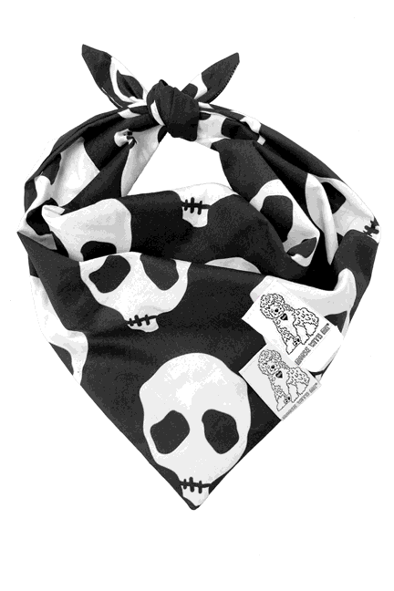Dog Bandana Skull - Black - Customize by adding Interchangeable Velcro Embroidered Patches
