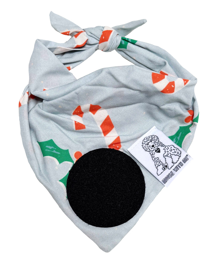 Dog Bandana Christmas Candy Canes - Customize by adding Interchangeable Velcro Embroidered Patches