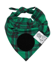 Dog Bandana Green Plaid - Customize by adding Interchangeable Velcro Embroidered Patches