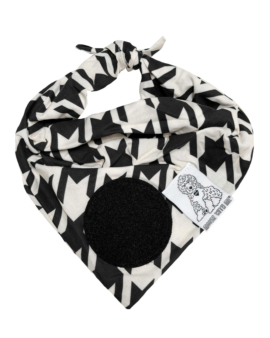 Dog Bandana Houndstooth - Black - Customize by adding Interchangeable Velcro Embroidered Patches
