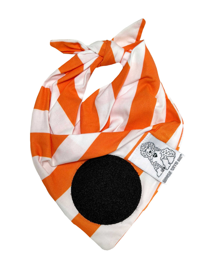Dog Bandana Stripe - Orange - Customize by adding Interchangeable Velcro Embroidered Patches