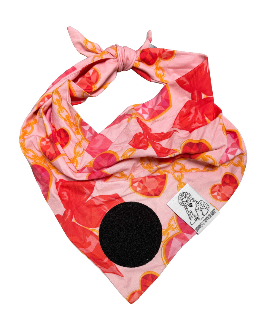 Dog Bandana Bows & Chains - Customize by adding Interchangeable Velcro Embroidered Patches