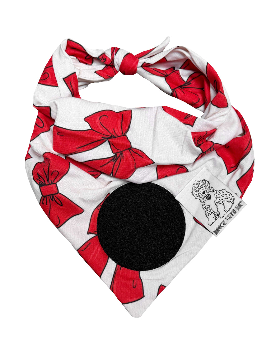 Dog Bandana Bows - Cream - Customize by adding Interchangeable Velcro Embroidered Patches