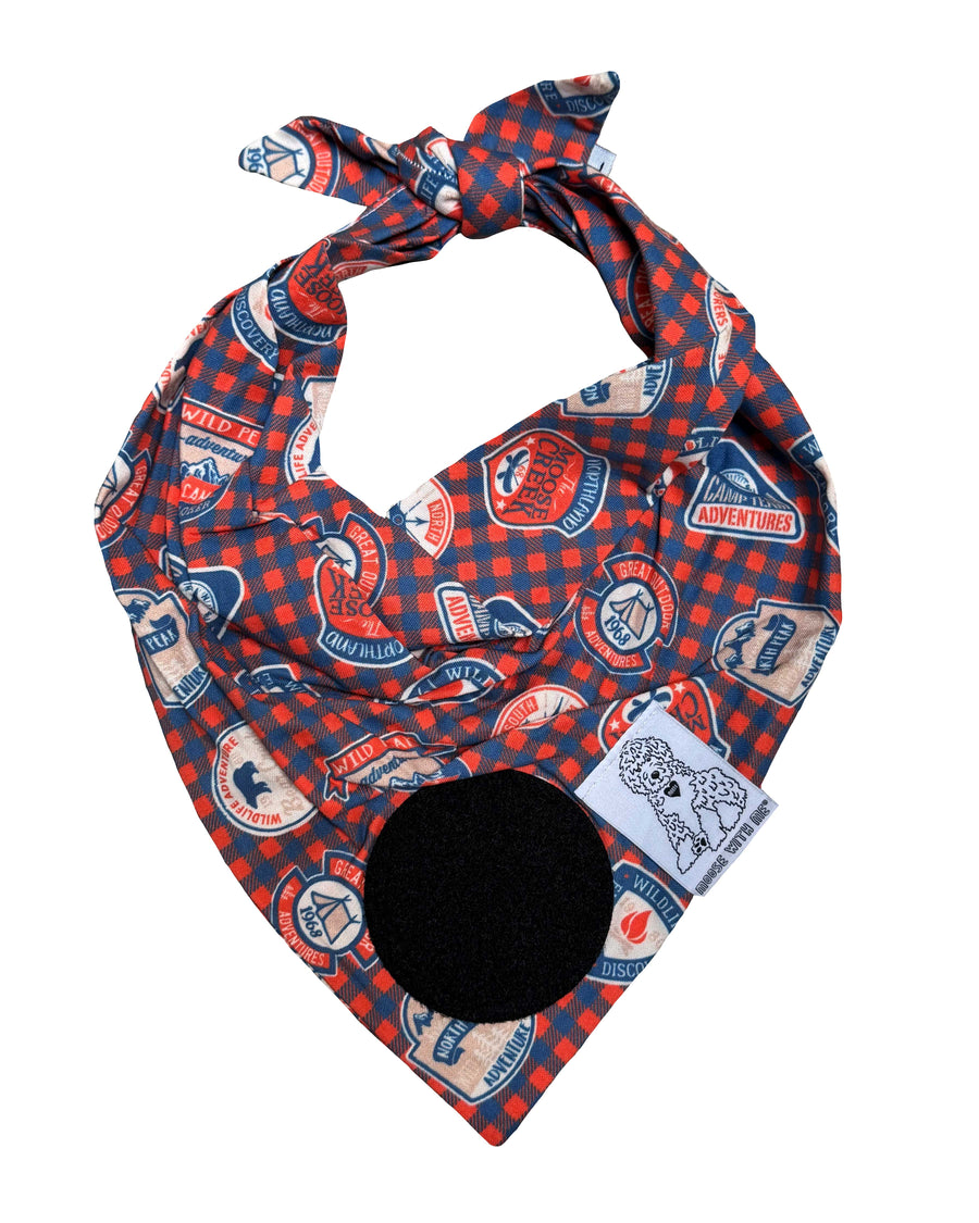 Dog Bandana Camping - Customize by adding Interchangeable Velcro Embroidered Patches