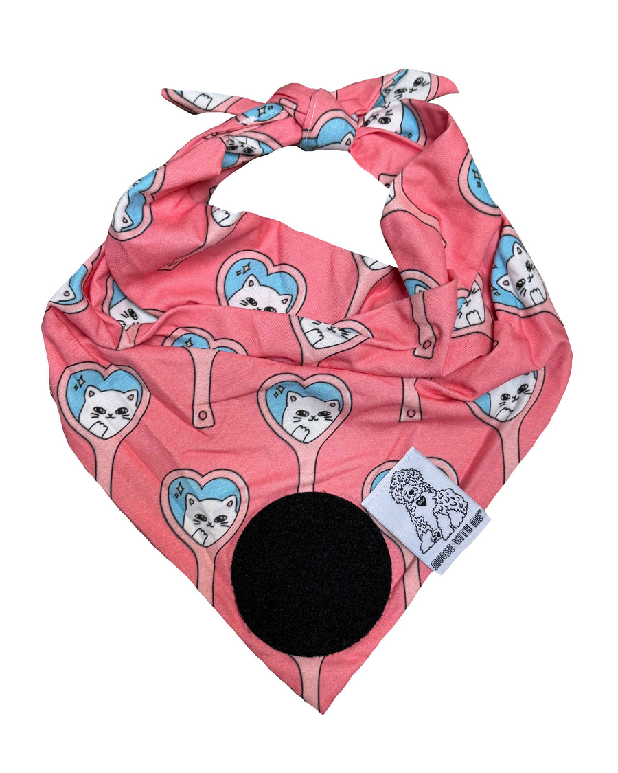 Dog Bandana Cats in Mirror - Customize by adding Interchangeable Velcro Embroidered Patches