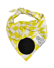 Dog Bandana Checkered Swirl - Yellow - Customize by adding Interchangeable Velcro Embroidered Patches