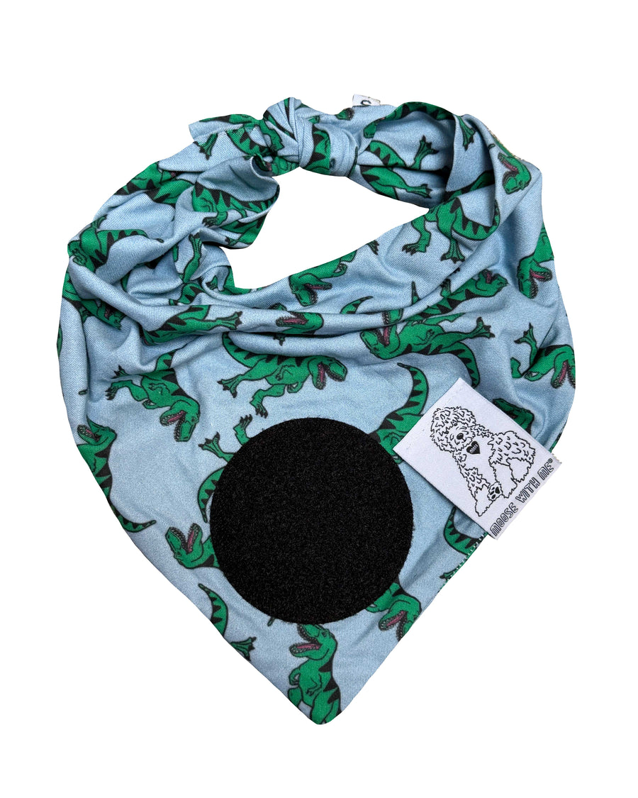Dog Bandana Dinosaur - Blue - Customize by adding Interchangeable Velcro Embroidered Patches