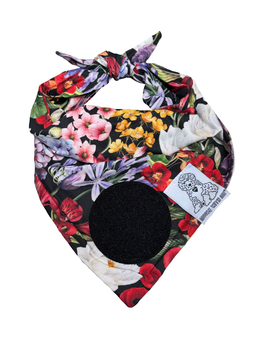 Dog Bandana Floral Bouquet - Customize by adding Interchangeable Velcro Embroidered Patches