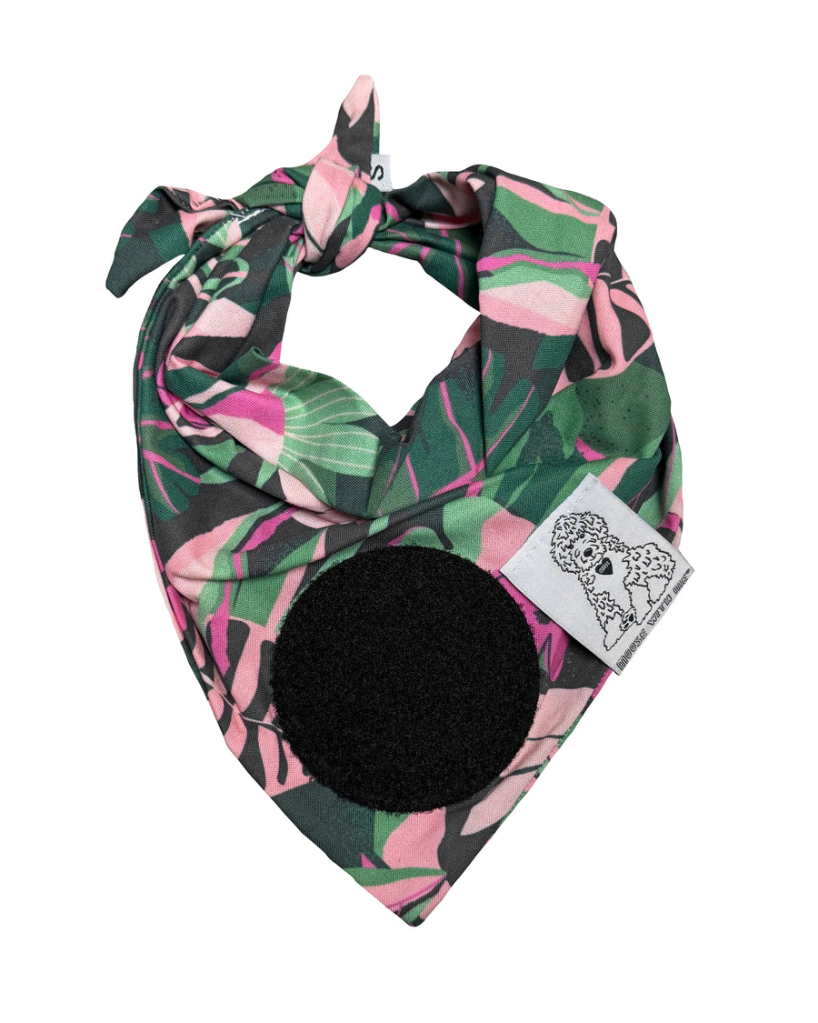 Dog Bandana Hawaiian Floral  - Customize by adding Interchangeable Velcro Embroidered Patches