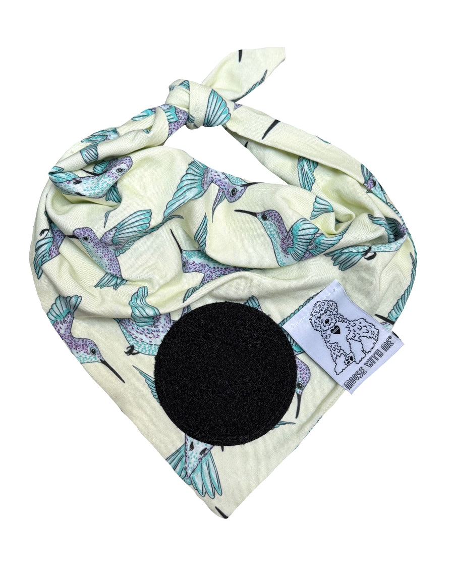 Dog Bandana Hummingbirds - Customize by adding Interchangeable Velcro Embroidered Patches
