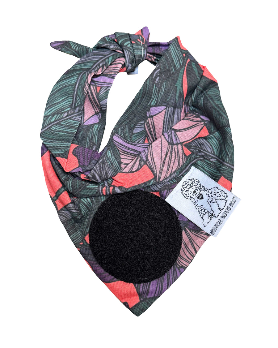 Dog Bandana Floral Iris - Customize by adding Interchangeable Velcro Embroidered Patches
