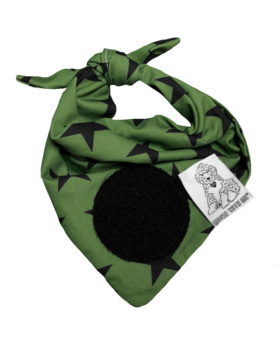 Dog Bandana Star - Dark Green - Customize by adding Interchangeable Velcro Embroidered Patches