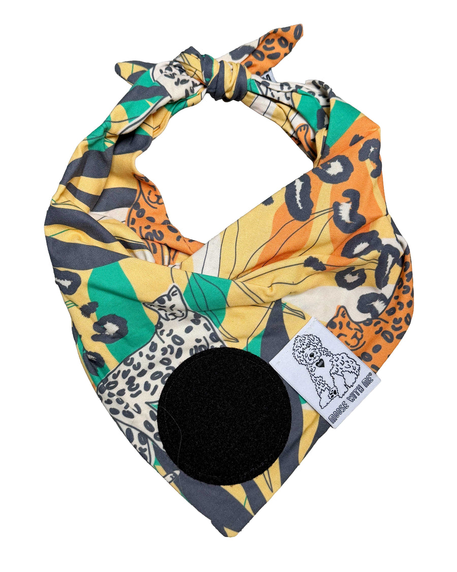 Dog Bandana Tropic Leopard - Customize by adding Interchangeable Velcro Embroidered Patches