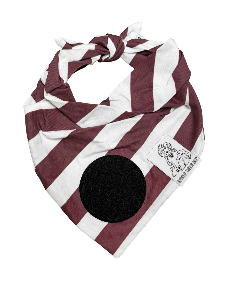 Dog Bandana Stripe - Maroon - Customize by adding Interchangeable Velcro Embroidered Patches