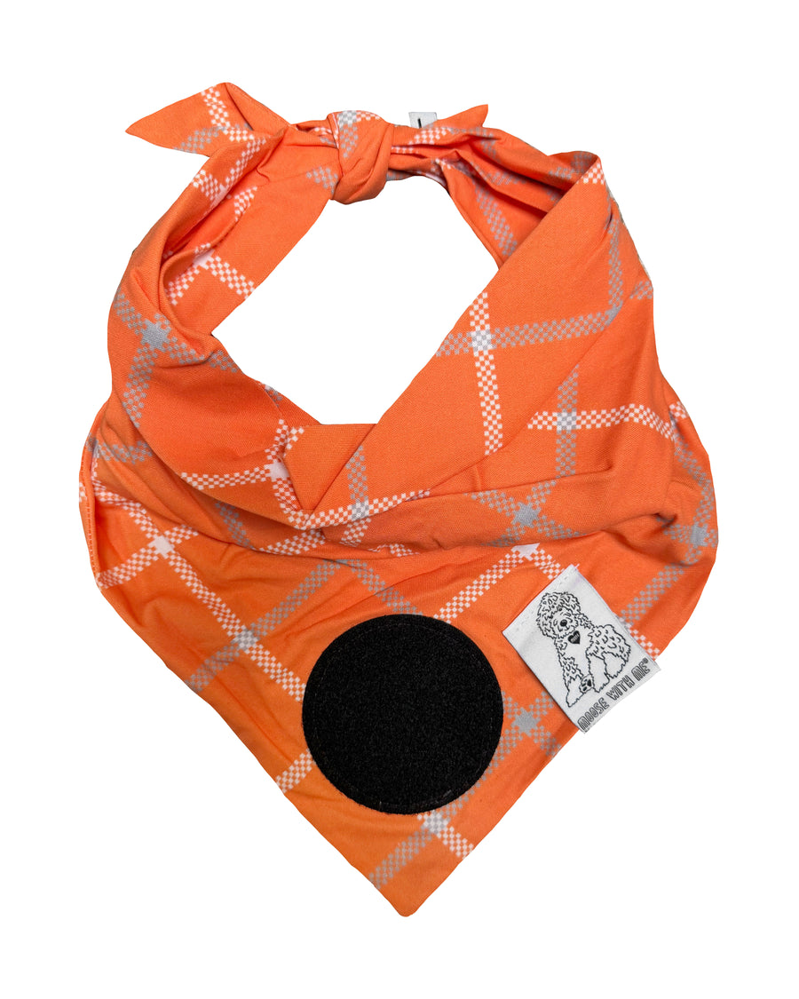 Dog Bandana Fall Plaid - Orange - Customize by adding Interchangeable Velcro Embroidered Patches