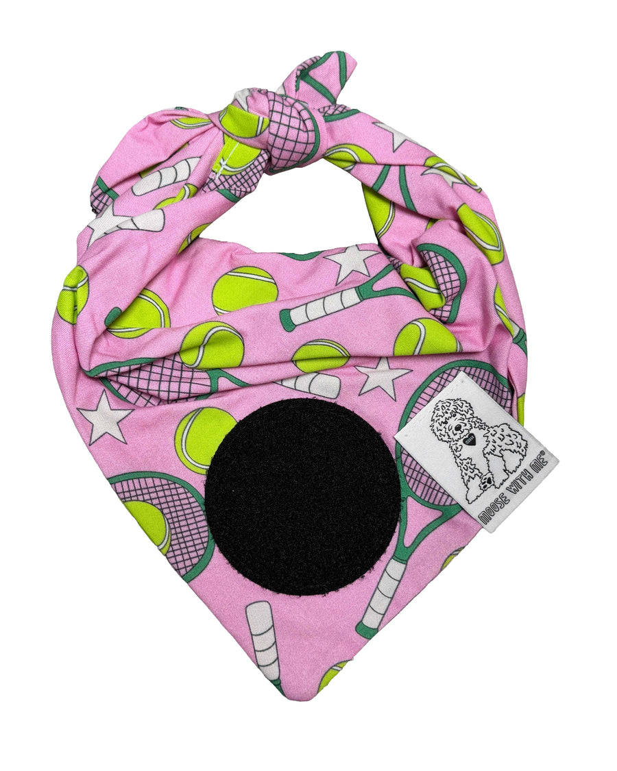 Dog Bandana Tennis & Stars - Pink - Customize by adding Interchangeable Velcro Embroidered Patches