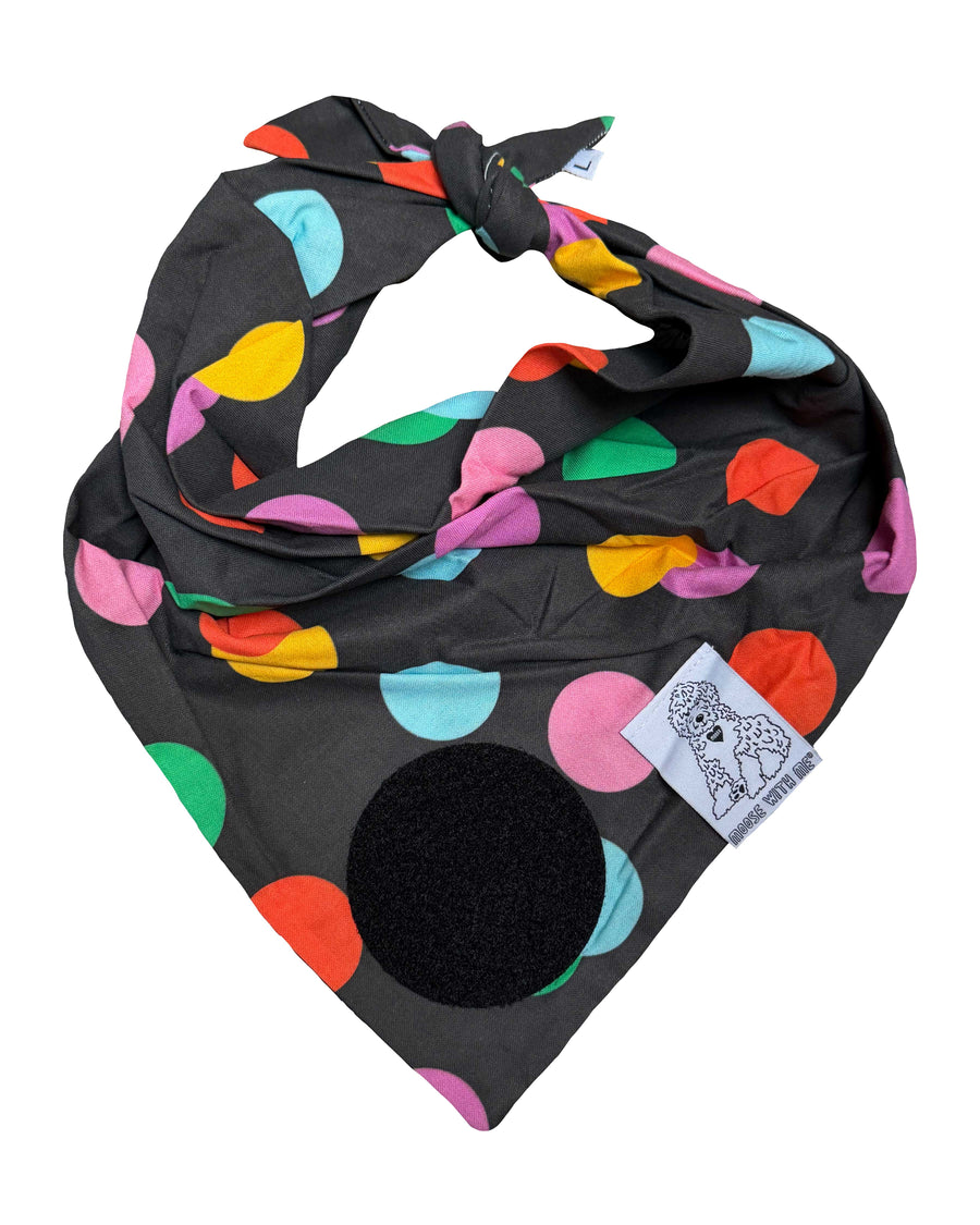 Dog Bandana Polka Dots - Customize by adding Interchangeable Velcro Embroidered Patches