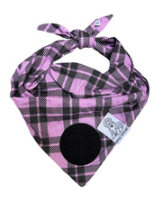Dog Bandana Purple Plaid - Customize by adding Interchangeable Velcro Embroidered Patches