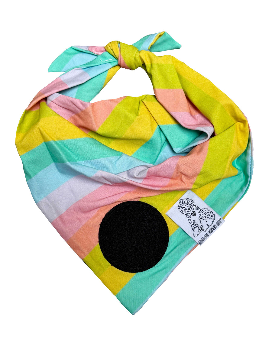 Dog Bandana Rainbow Stripes - Customize by adding Interchangeable Velcro Embroidered Patches