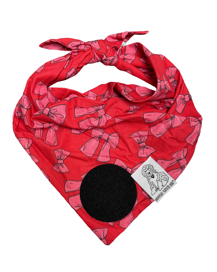 Dog Bandana Bows - Red - Customize by adding Interchangeable Velcro Embroidered Patches