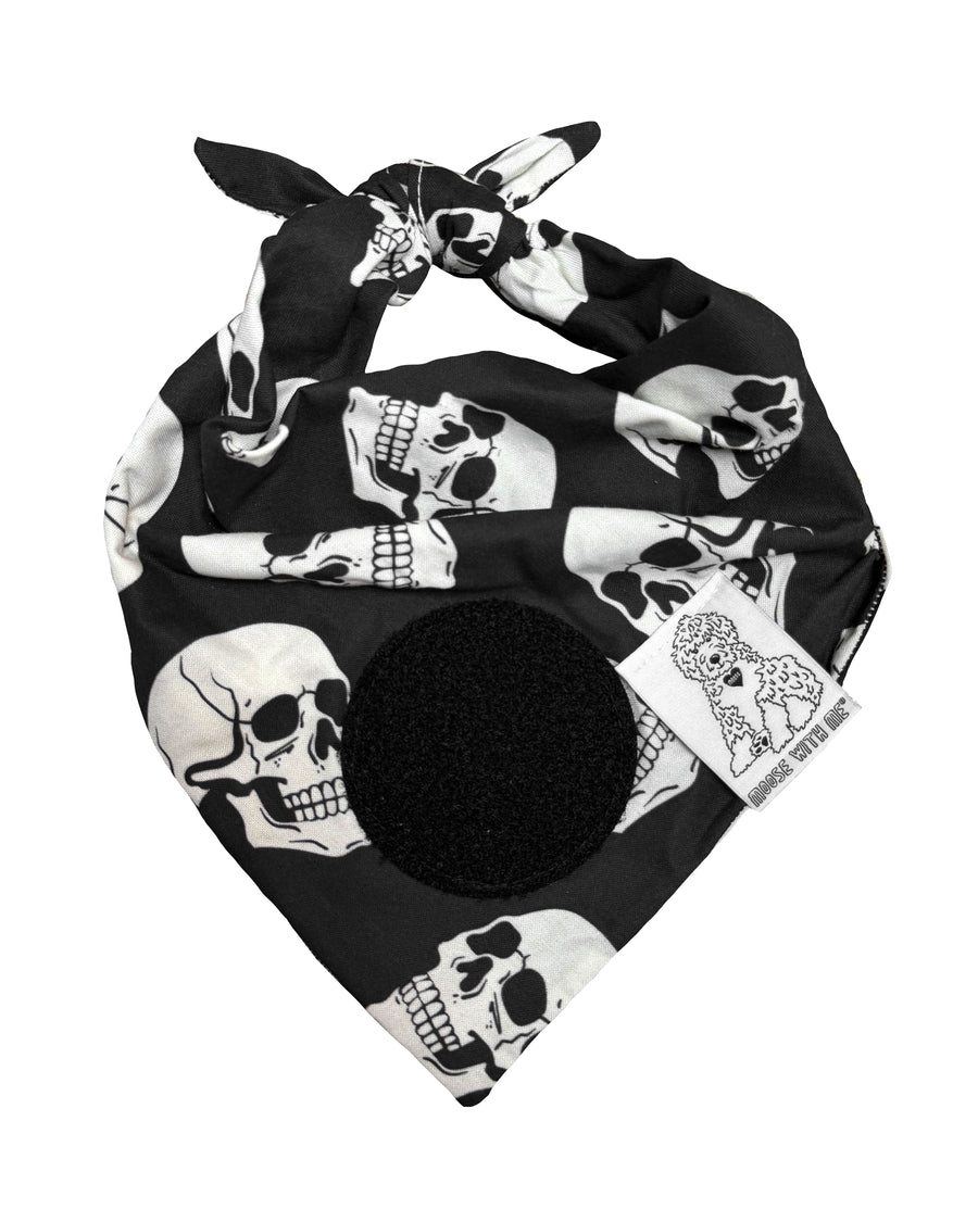 Dog Bandana Skulls - Black - Customize by adding Interchangeable Velcro Embroidered Patches