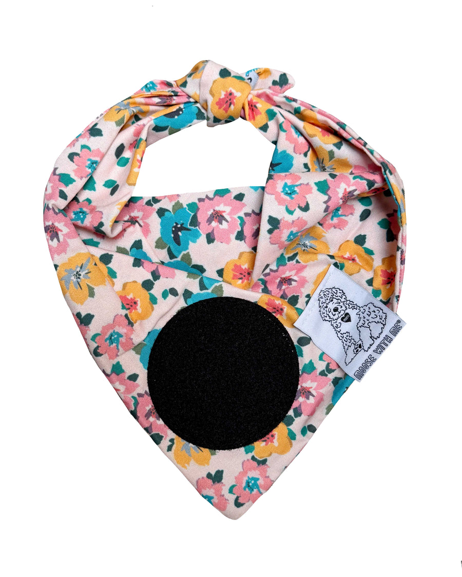 Dog Bandana Spring Floral - Customize by adding Interchangeable Velcro Embroidered Patches