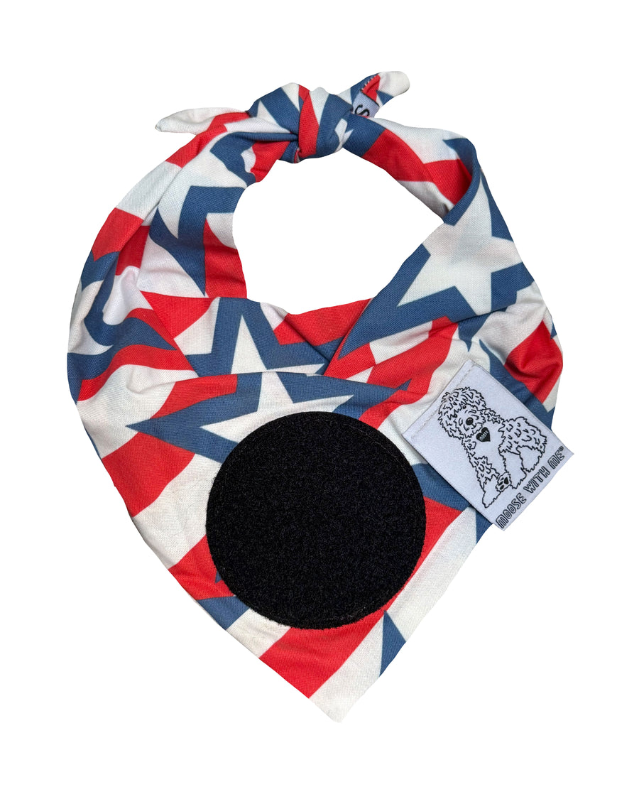 Dog Bandana Stars & Stripes - Red - Customize by adding Interchangeable Velcro Embroidered Patches