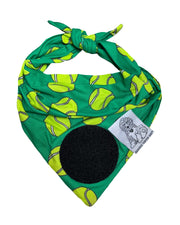 Dog Bandana Tennis Ball - Green - Customize by adding Interchangeable Velcro Embroidered Patches