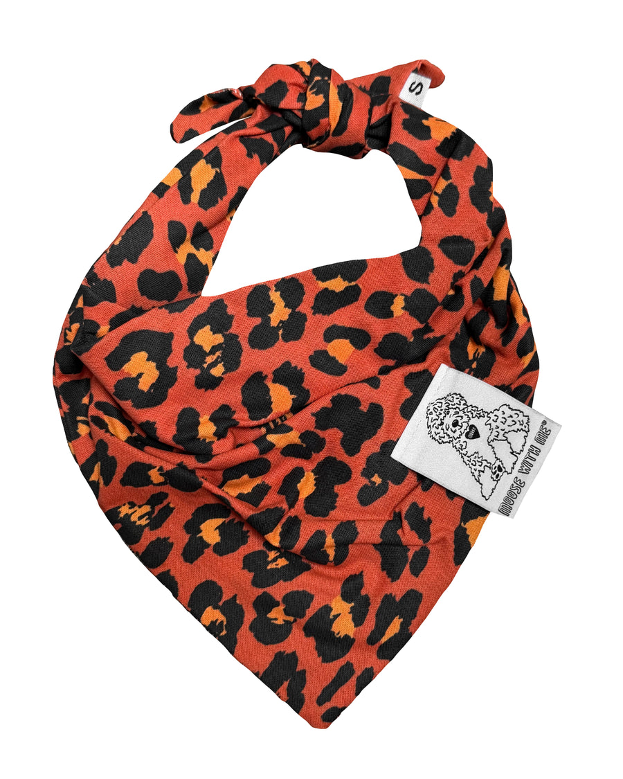 Dog Bandana Tiger Leopard - Customize by adding Interchangeable Velcro Embroidered Patches