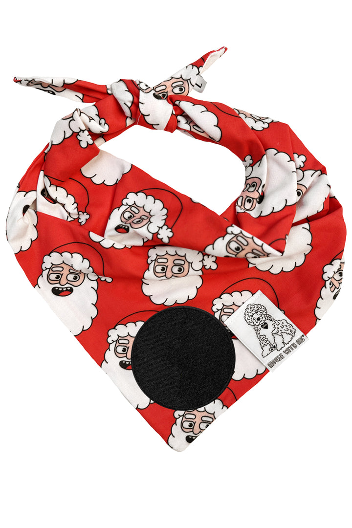 Dog Bandana Santa - Customize by adding Interchangeable Velcro Embroidered Patches