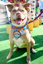 Dog Bandana Checkered Swirl - Orange - Customize by adding Interchangeable Velcro Embroidered Patches