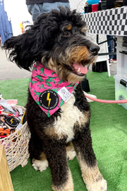 Dog Bandana Dinosaur - Pink - Customize by adding Interchangeable Velcro Embroidered Patches