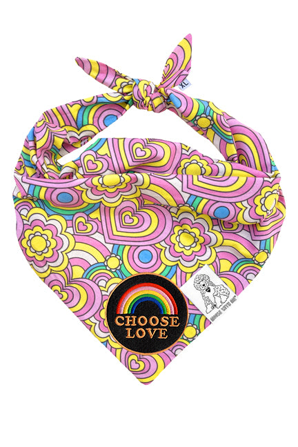 Dog Bandana Barkie Girl - Pink - Customize by adding Interchangeable Velcro Embroidered Patches