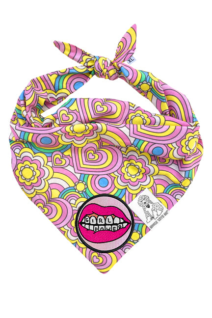 Dog Bandana Barkie Girl - Pink - Customize by adding Interchangeable Velcro Embroidered Patches
